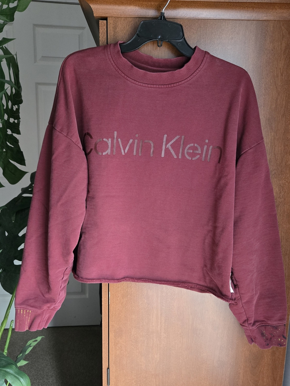 Calvin Klein Burgundy Logo Crewneck Sweatshirt